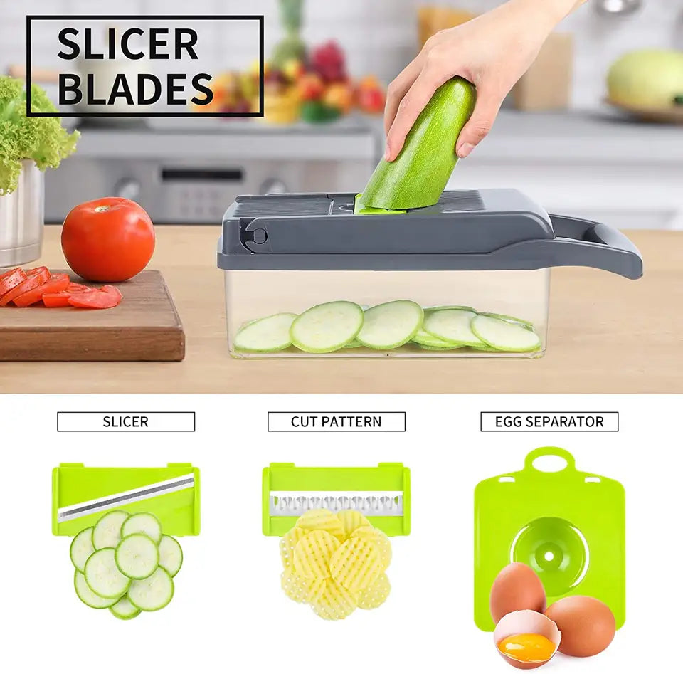 Hot Selling Kitchen Multi 12 in 1 Manual Fruit/Vegetable Cutter/Slicer/Chopper