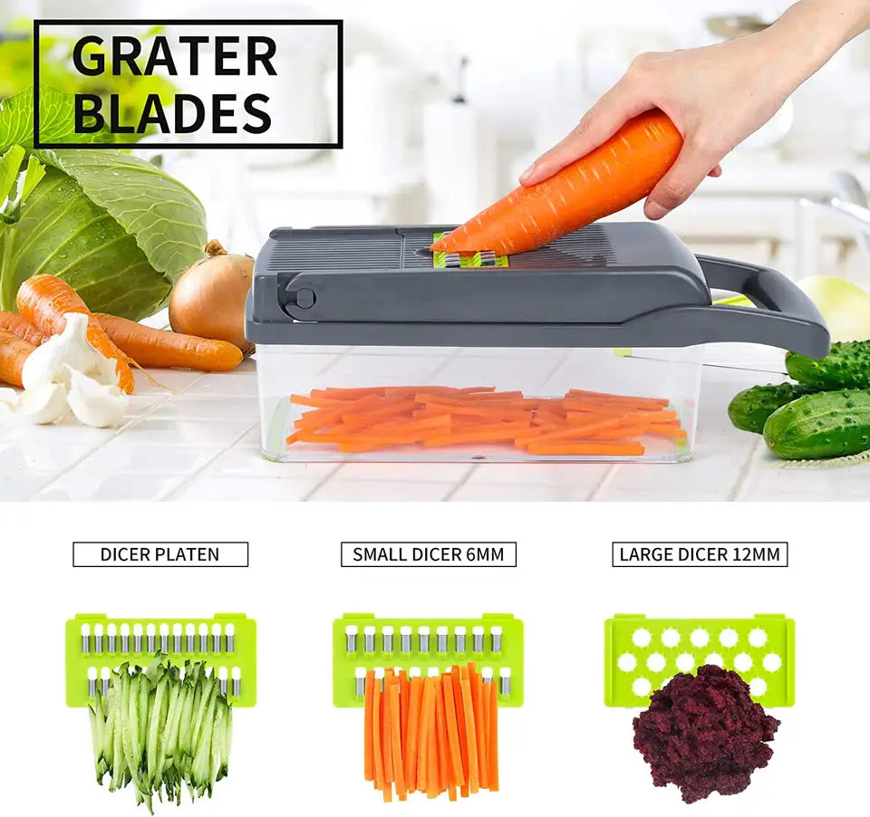 Hot Selling Kitchen Multi 12 in 1 Manual Fruit/Vegetable Cutter/Slicer/Chopper