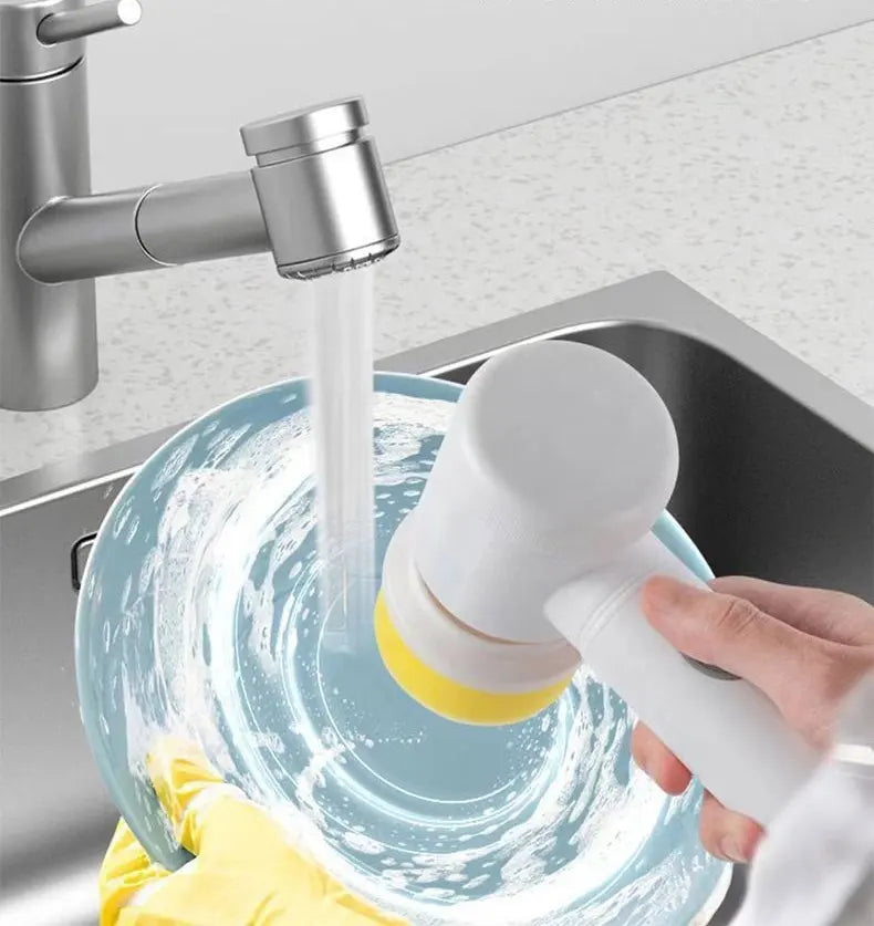 Multifunctional 5 in 1 Kitchen Spin Scrubber Wireless Handheld Electric Cleaning Brush