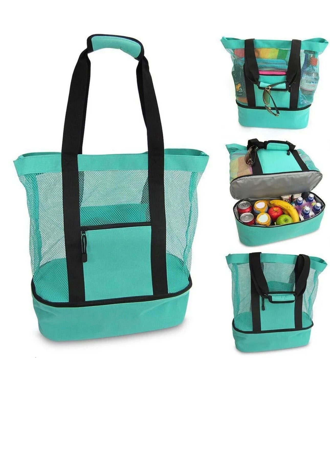 Oversized Large Foldable Summer Insulated Tote Mesh Beach Bag